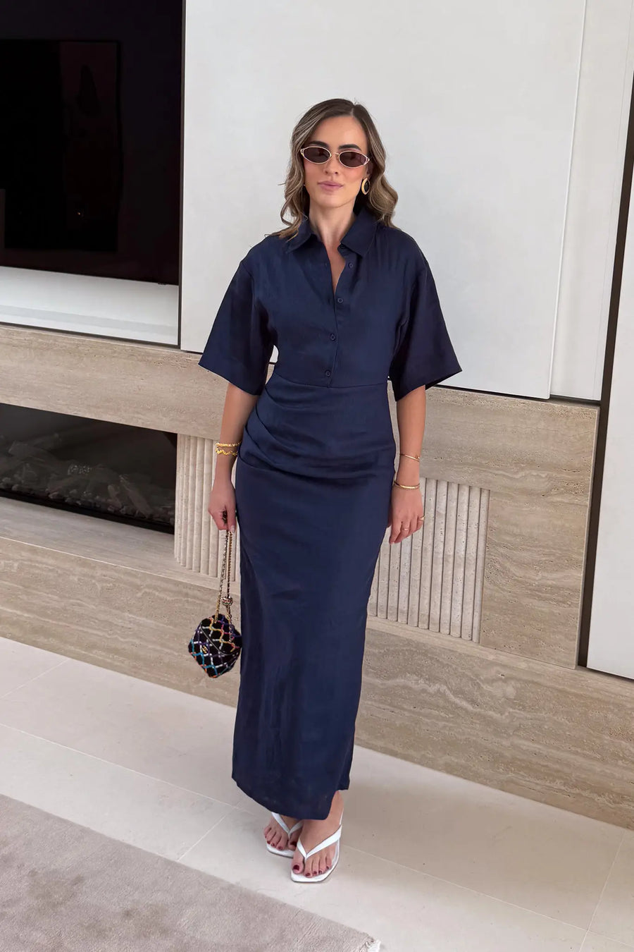 Lefka Midi Dress Navy — detail